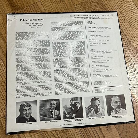 ZERO MOSTEL FIDDLER ON THE ROOF VINYL RECORD - Picture 2 of 7